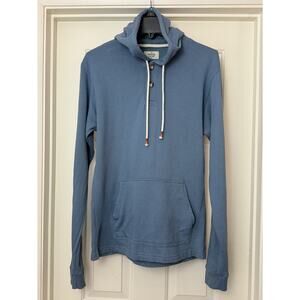 Marine Layer Mens Hooded Henley Pullover Sweatshirt Blue Small